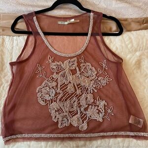 Sheer top with beaded design